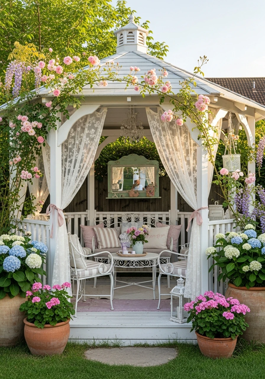 Charming Cottage Look - 50 Genius Backyard Gazebo Ideas for a Dreamy Outdoor Space