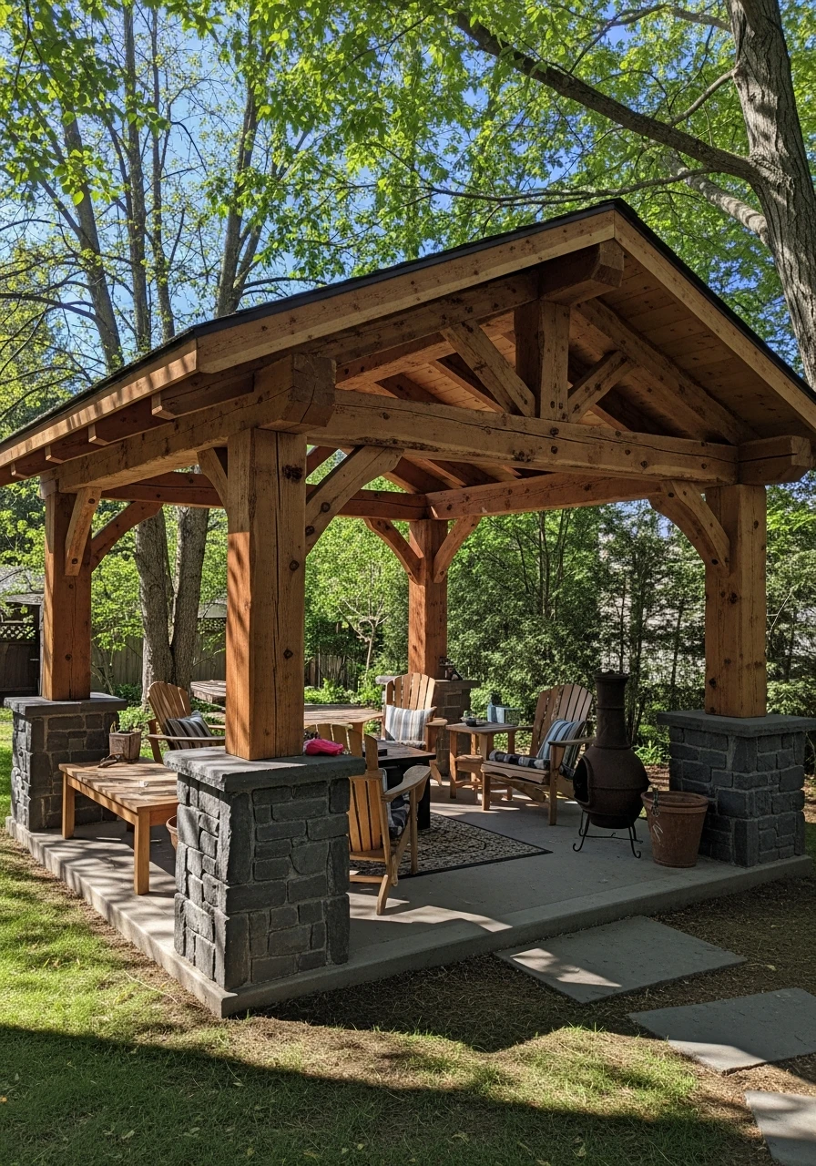 Rustic Timber Lodge Feel - 50 Genius Backyard Gazebo Ideas for a Dreamy Outdoor Space