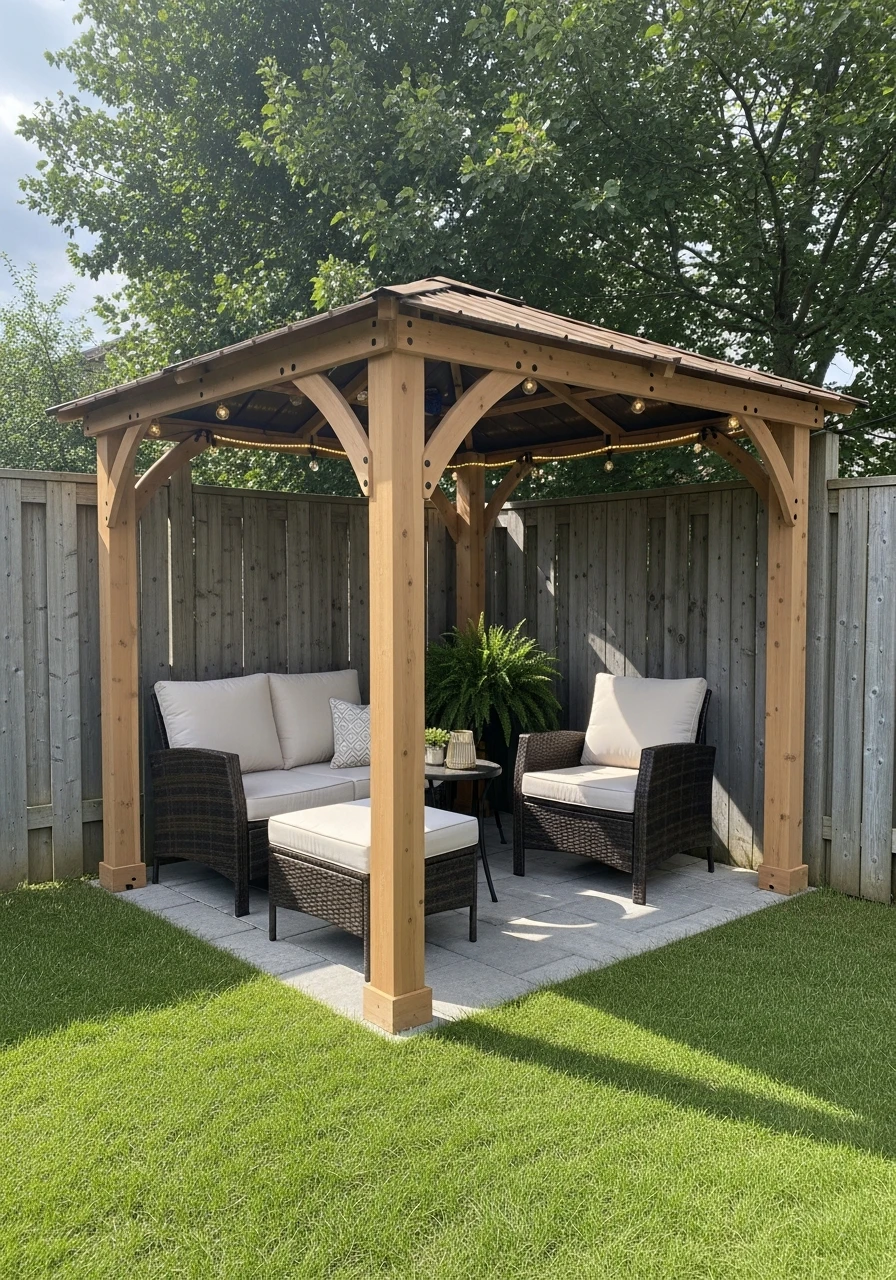 Corner Space Saver - 50 Genius Backyard Gazebo Ideas for a Dreamy Outdoor Space