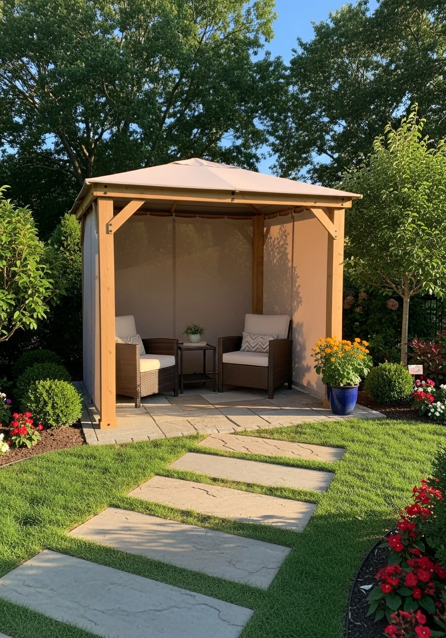Mini Size Compact Shade - 50 Genius Backyard Gazebo Ideas for a Dreamy Outdoor Space