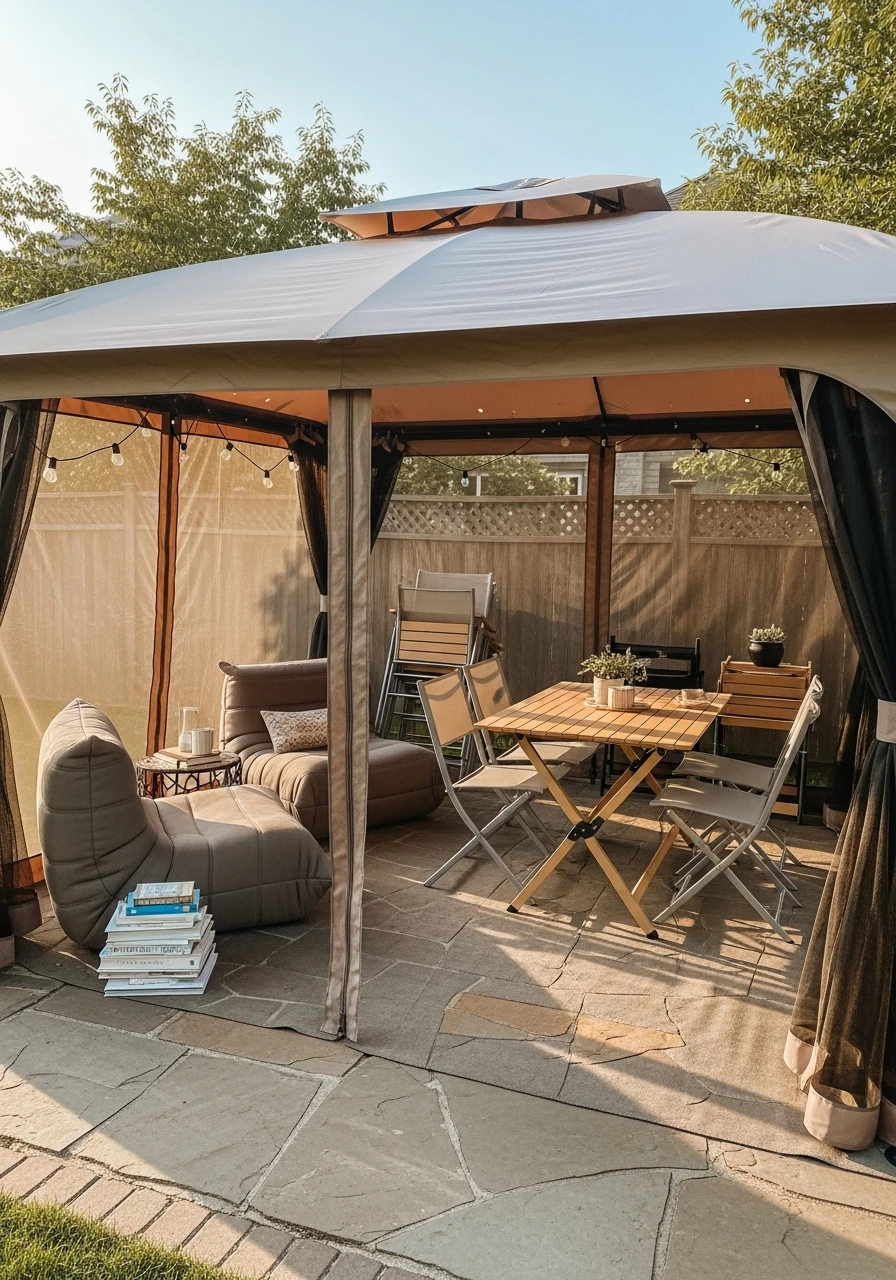 Flexible Foldable Setup - 50 Genius Backyard Gazebo Ideas for a Dreamy Outdoor Space