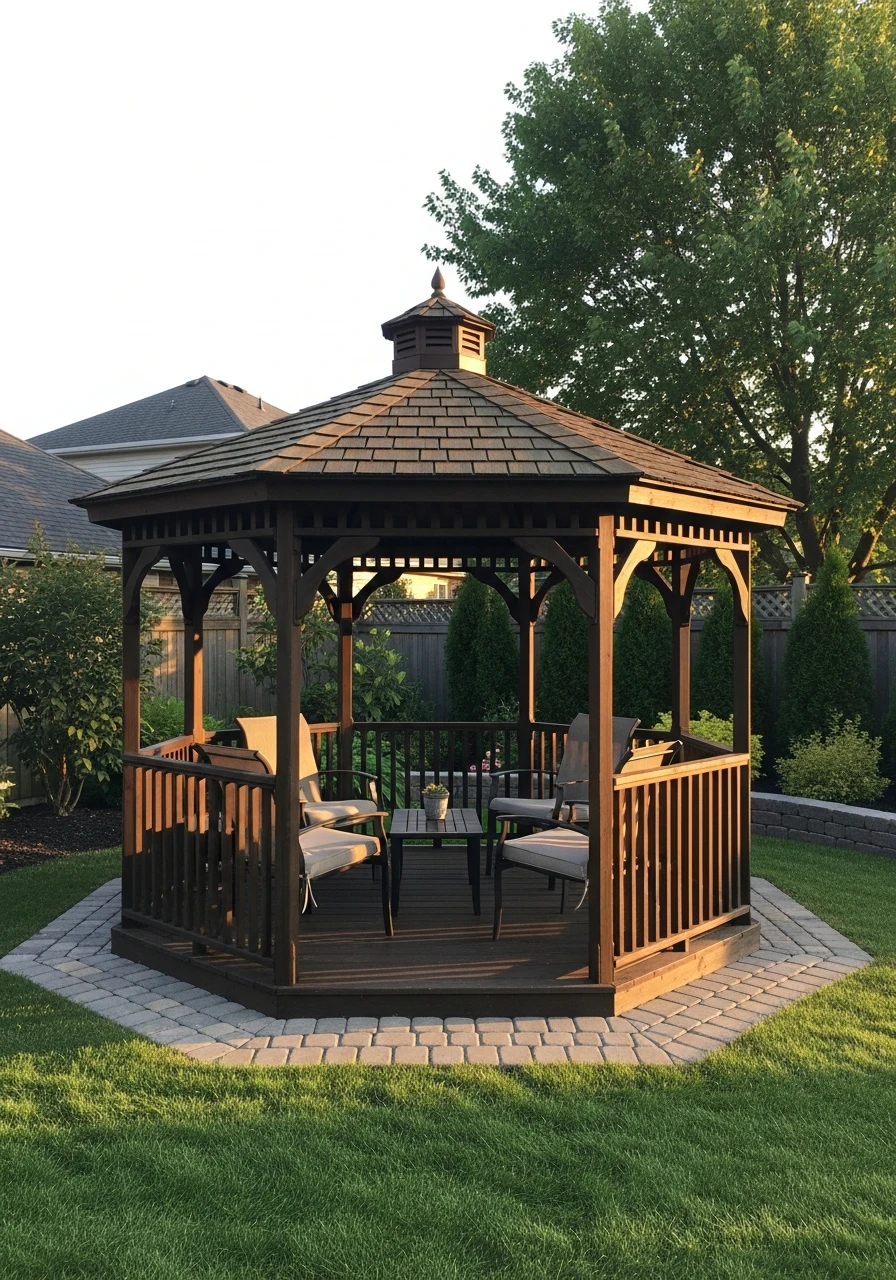 Balanced Hexagon Design - 50 Genius Backyard Gazebo Ideas for a Dreamy Outdoor Space