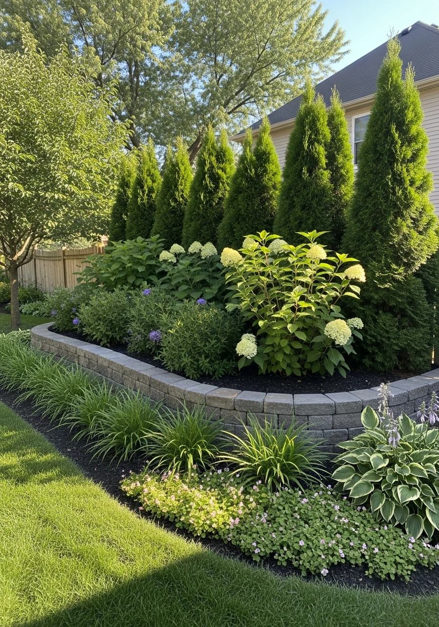 Layered Shrub Privacy - 50 Genius Backyard Landscaping Ideas for a High-End Look on a Budget