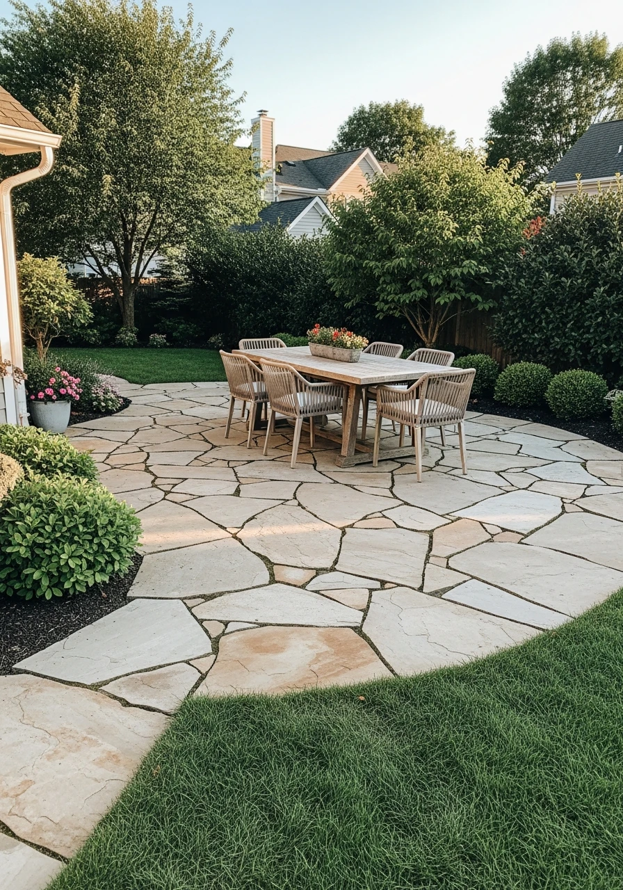 Relaxed Flagstone Patio Design - 50 Genius Backyard Landscaping Ideas for a High-End Look on a Budget