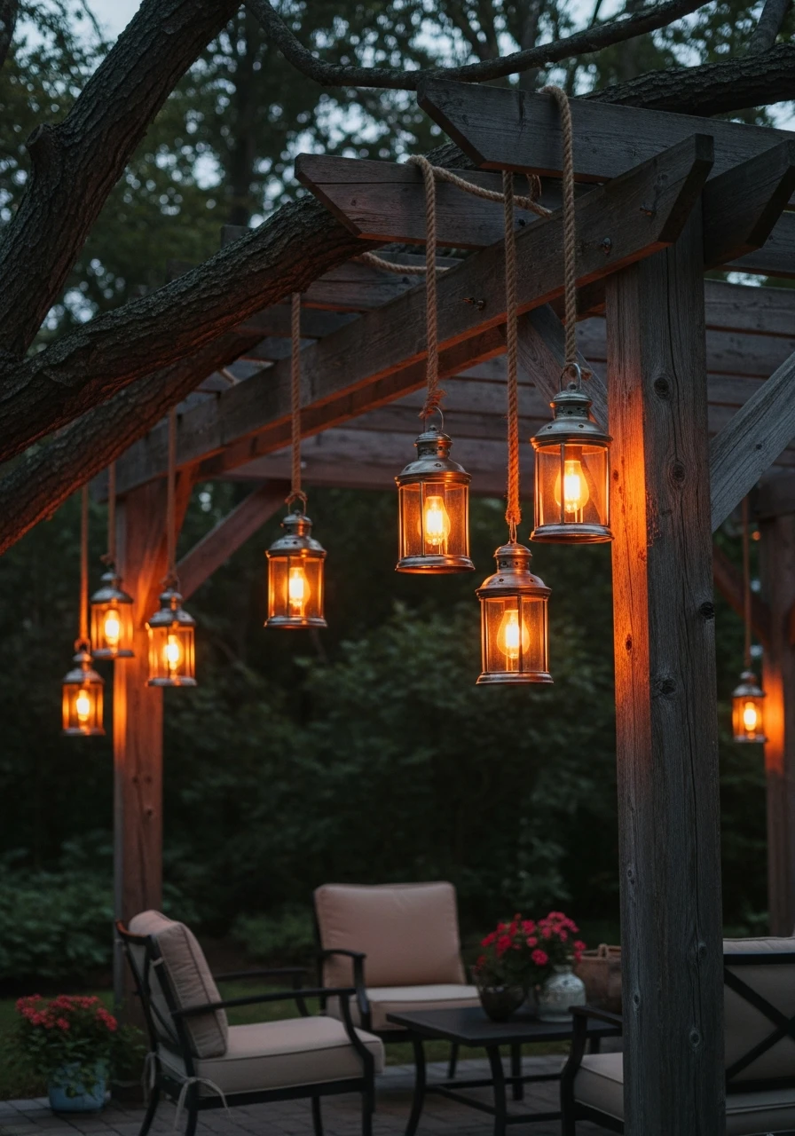 Charming Hanging Lanterns - 50 Genius Backyard Landscaping Ideas for a High-End Look on a Budget