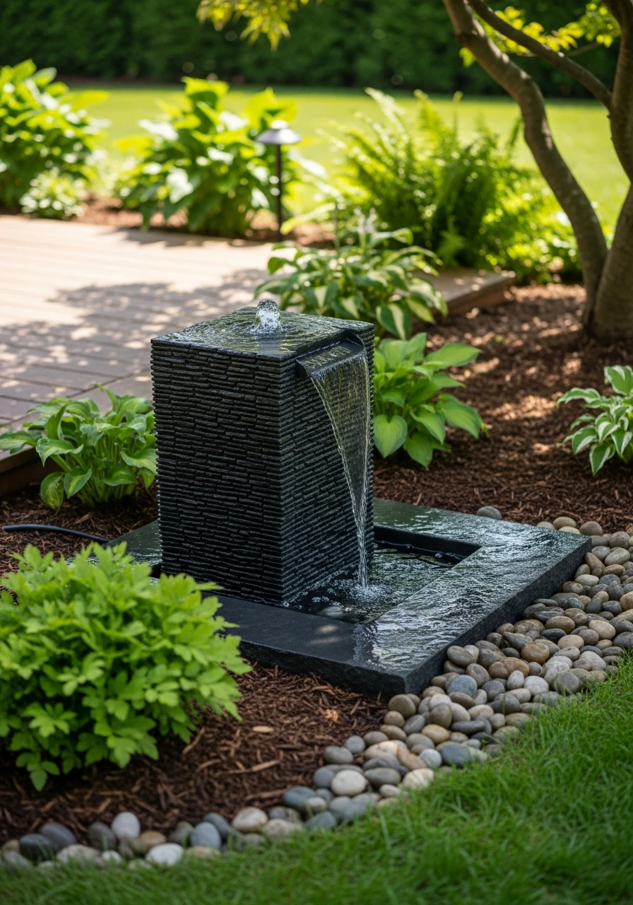 Small Soothing Fountain - 50 Genius Backyard Landscaping Ideas for a High-End Look on a Budget