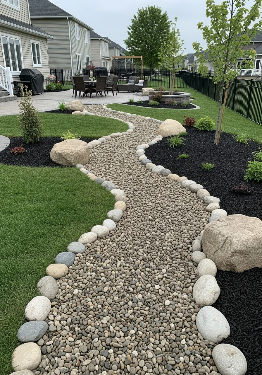 Decorative Creek Bed - 50 Genius Backyard Landscaping Ideas for a High-End Look on a Budget