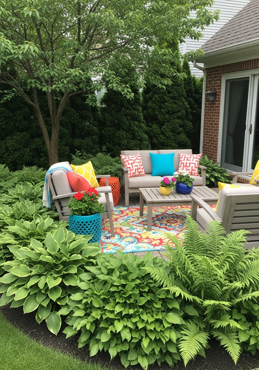 Bright Furniture Pops - 50 Genius Backyard Landscaping Ideas for a High-End Look on a Budget