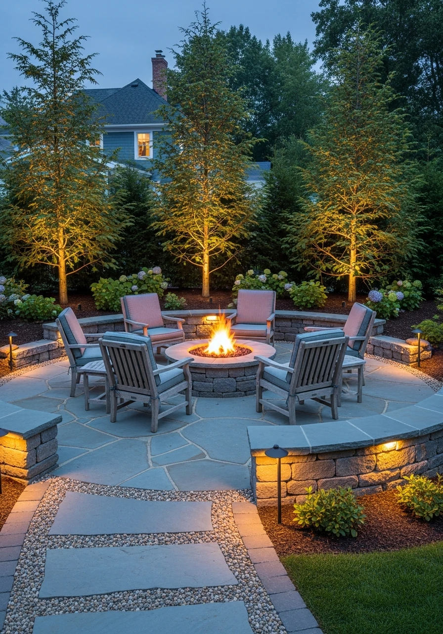 Cozy Fire Pit Gathering Spot - 50 Genius Backyard Landscaping Ideas for a High-End Look on a Budget