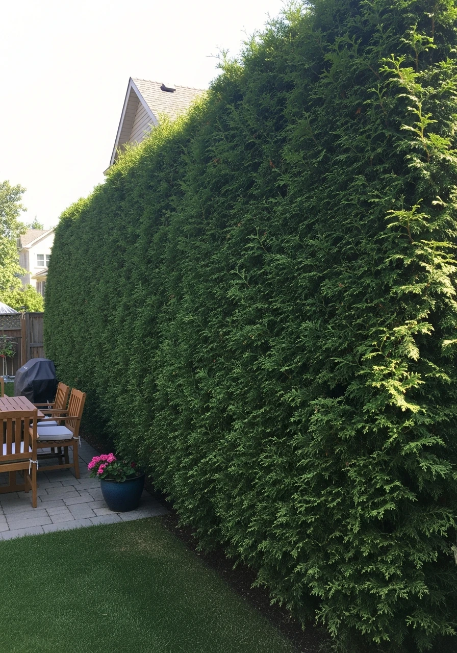 Dense Evergreen Privacy Hedge - 50 Genius Backyard Privacy Ideas That Don't Cost a Fortune