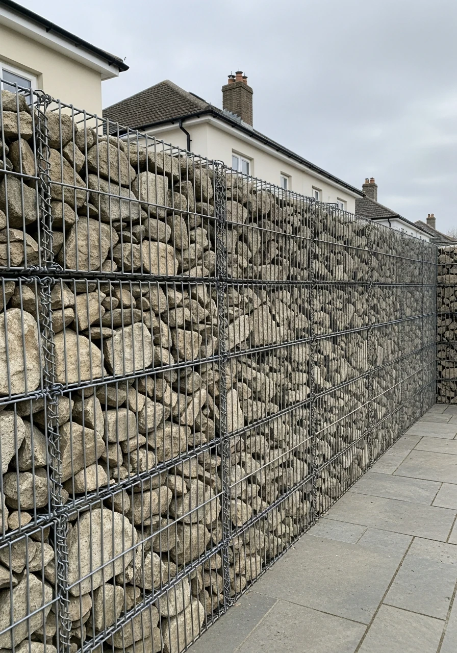 Gabion Walls Block Prying Eyes - 50 Genius Backyard Privacy Ideas That Don't Cost a Fortune
