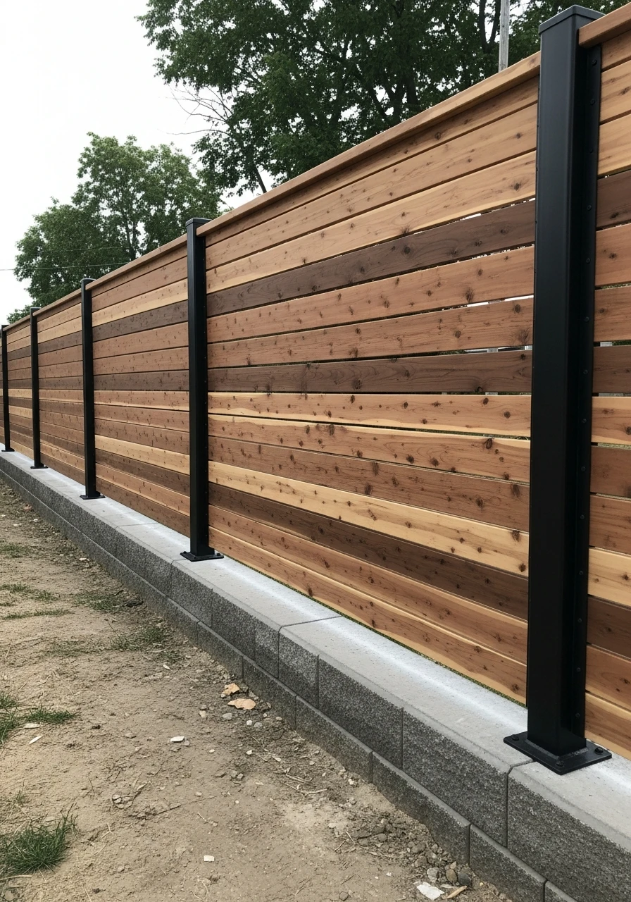 Custom Mixed Fence - 50 Genius Backyard Privacy Ideas That Don't Cost a Fortune