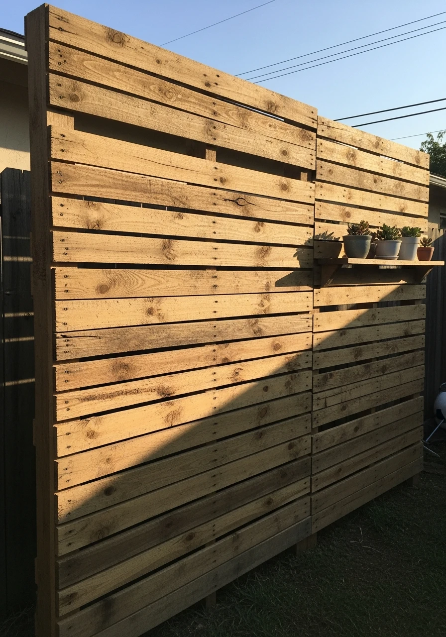 Rustic Pallet Wood Wall - 50 Genius Backyard Privacy Ideas That Don't Cost a Fortune