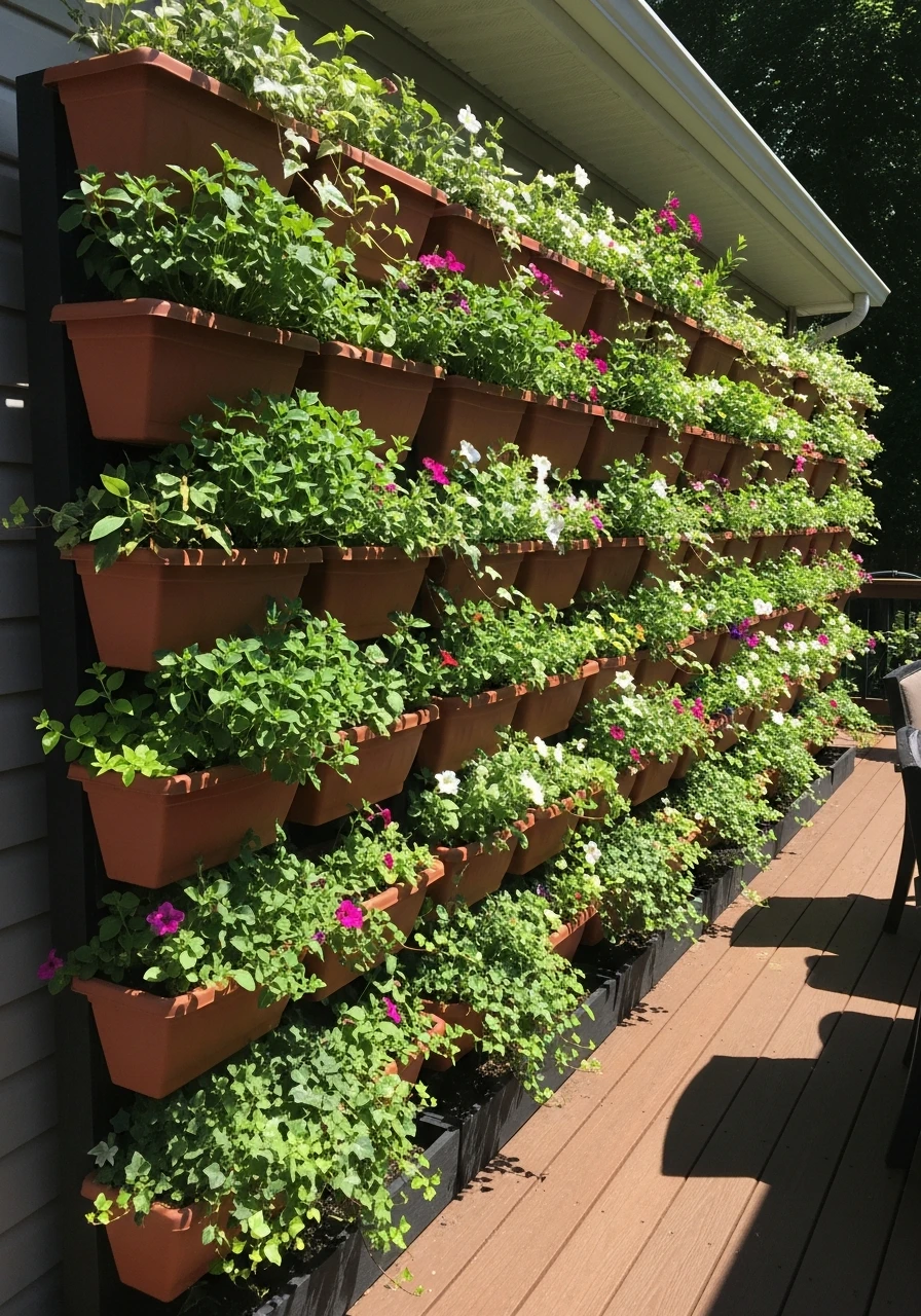 Stacked Planters Block - 50 Genius Backyard Privacy Ideas That Don't Cost a Fortune