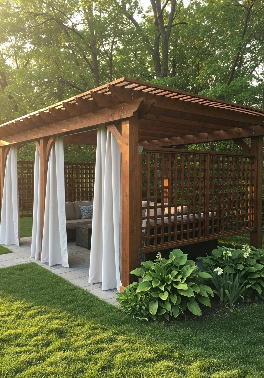 Side Screens on Pergola - 50 Genius Backyard Privacy Ideas That Don't Cost a Fortune
