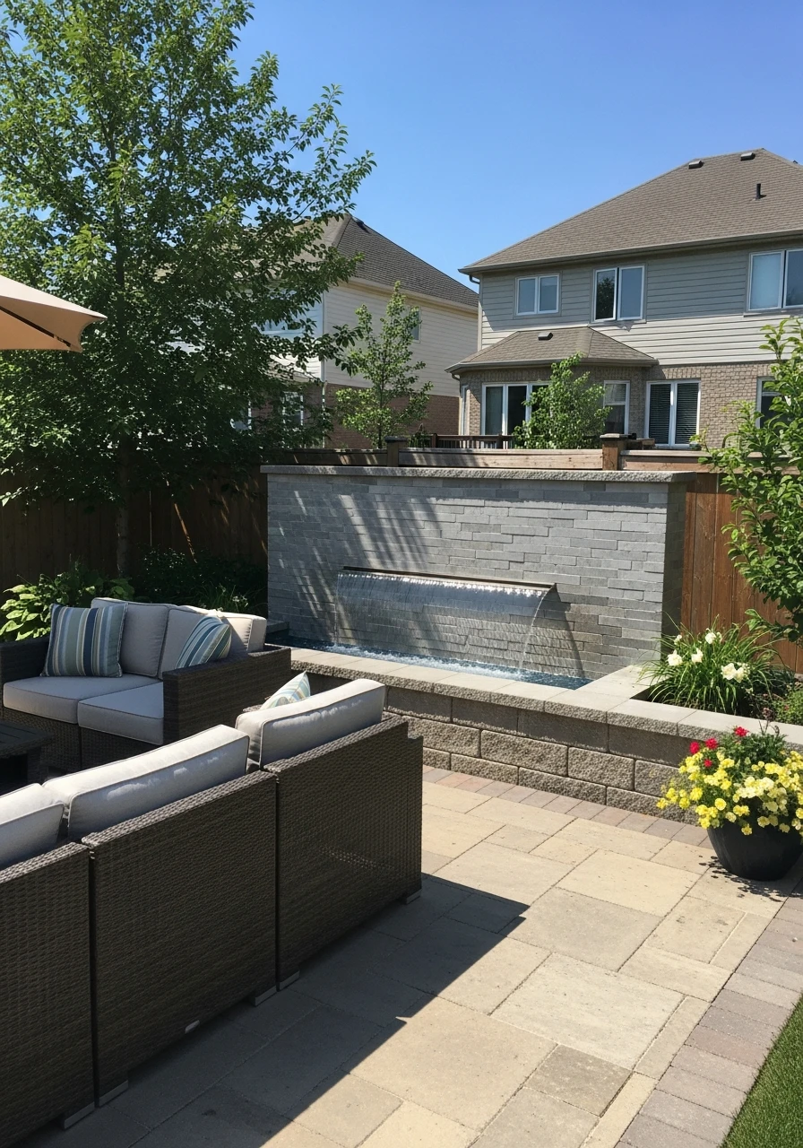 Water Feature Sound - 50 Genius Backyard Privacy Ideas That Don't Cost a Fortune