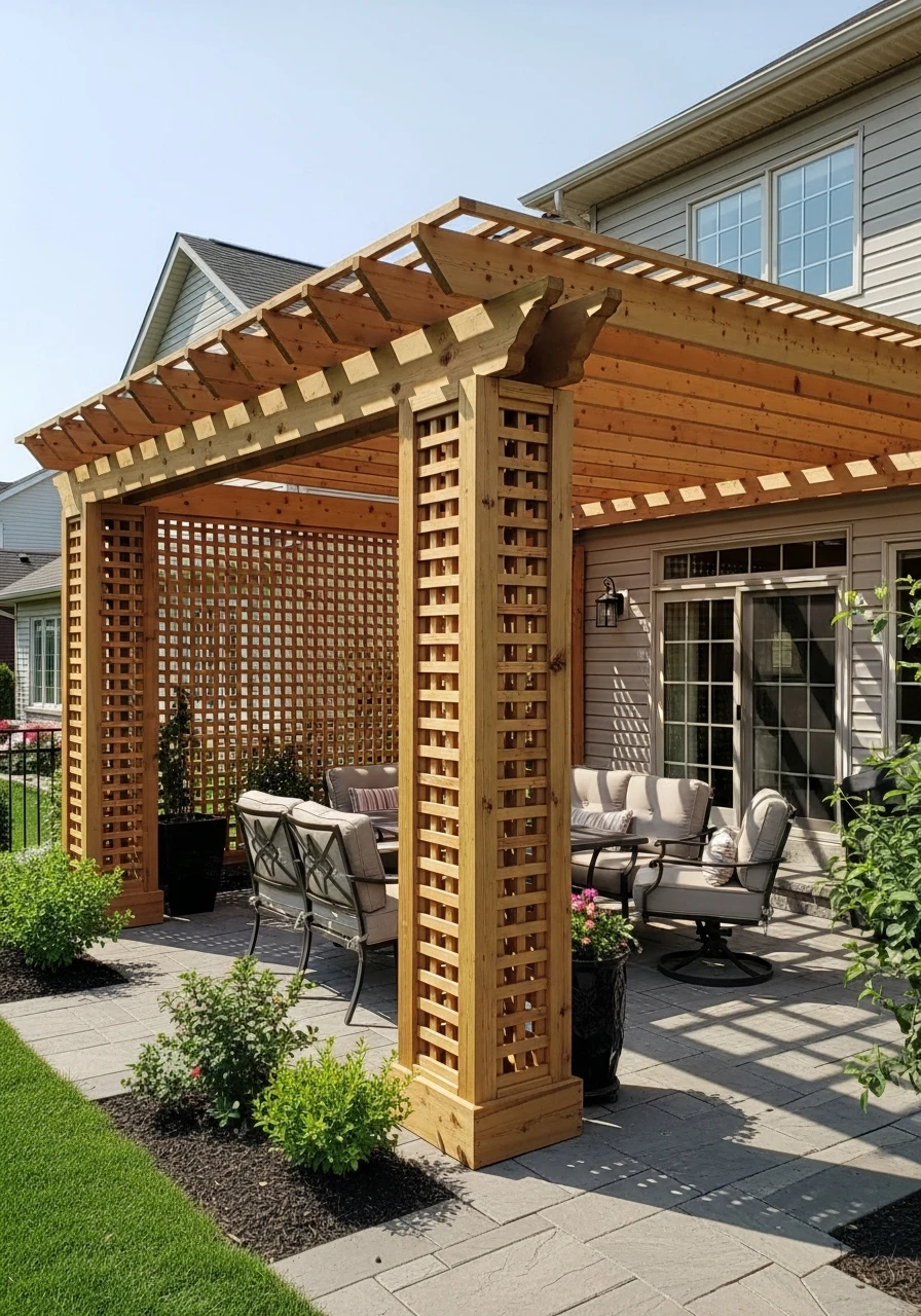 Lattice Panels on Pergola - 50 Genius Backyard Privacy Ideas That Don't Cost a Fortune