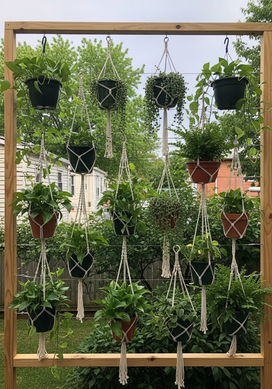 Hanging Planter Screen - 50 Genius Backyard Privacy Ideas That Don't Cost a Fortune