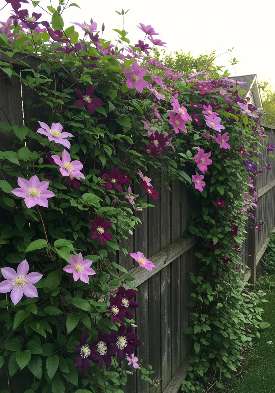 Flower Vines Add Color - 50 Genius Backyard Privacy Ideas That Don't Cost a Fortune
