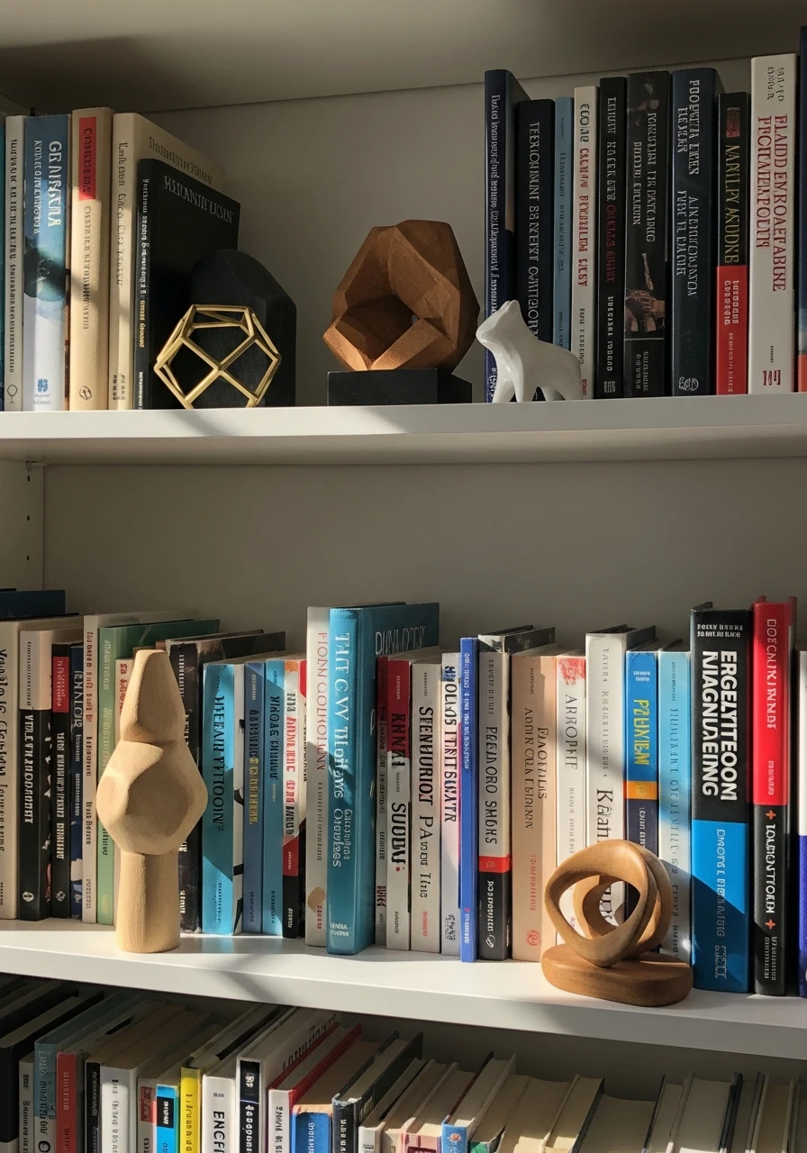 Small Figurines and Sculptures - 50 Genius Book Shelf Decor Ideas for a High-End Look