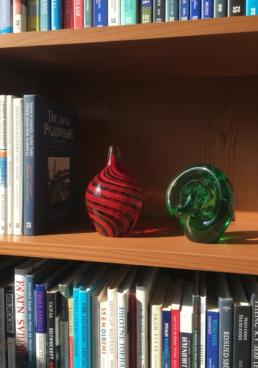 Colorful Art Glass - 50 Genius Book Shelf Decor Ideas for a High-End Look