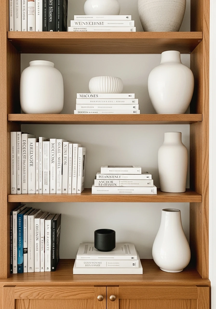 Anchor with Tall Vases - 50 Genius Book Shelf Decor Ideas for a High-End Look