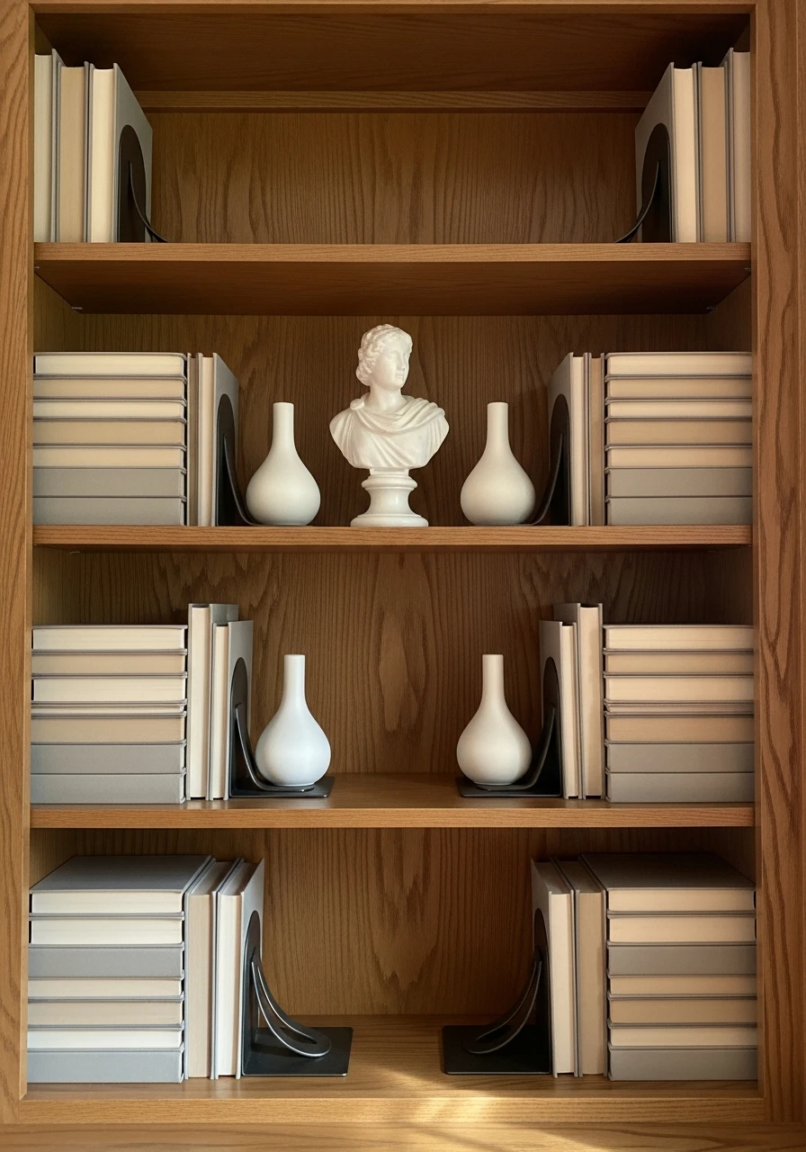 Clean, Classic Symmetry - 50 Genius Book Shelf Decor Ideas for a High-End Look