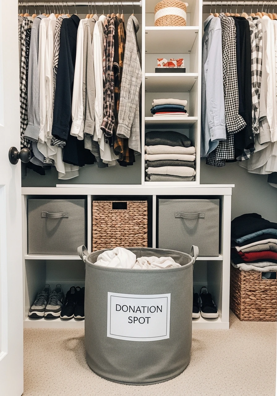 Dedicated Donation Spot - 50 Closet Organization Ideas That Will Change Your Mornings