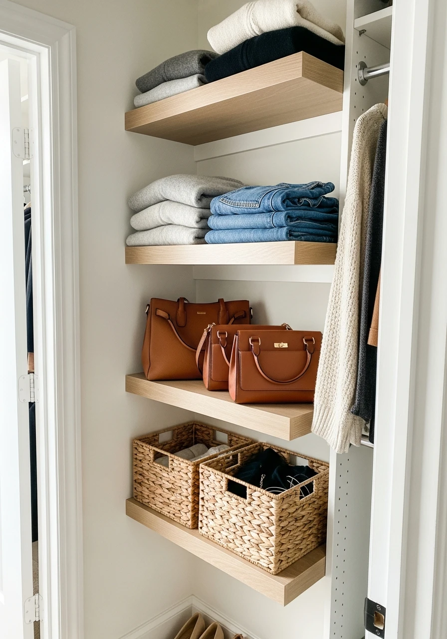 Floating Side Wall Shelves - 50 Closet Organization Ideas That Will Change Your Mornings