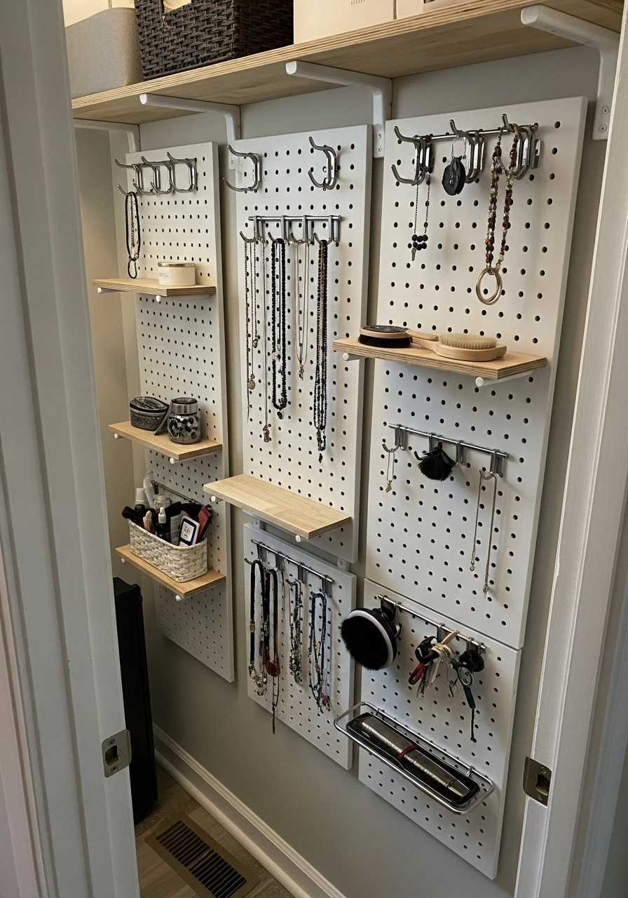 Flexible Pegboard System - 50 Closet Organization Ideas That Will Change Your Mornings