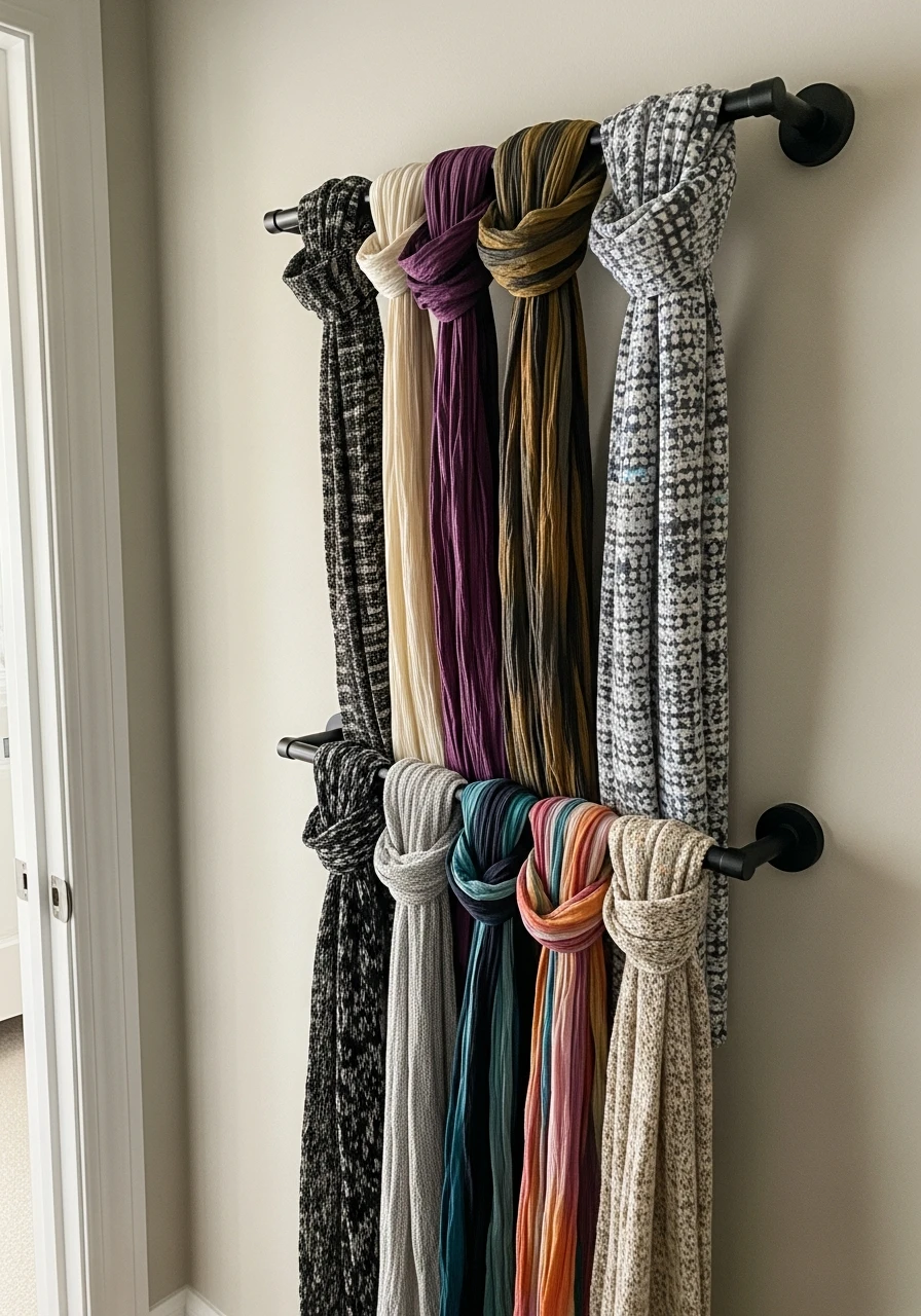 Towel Bars For Scarves - 50 Closet Organization Ideas That Will Change Your Mornings
