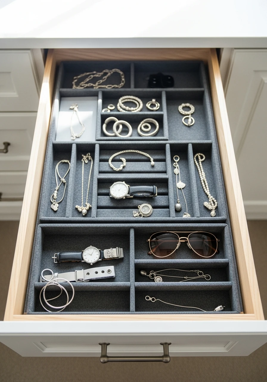 Drawer Accessory Trays - 50 Closet Organization Ideas That Will Change Your Mornings