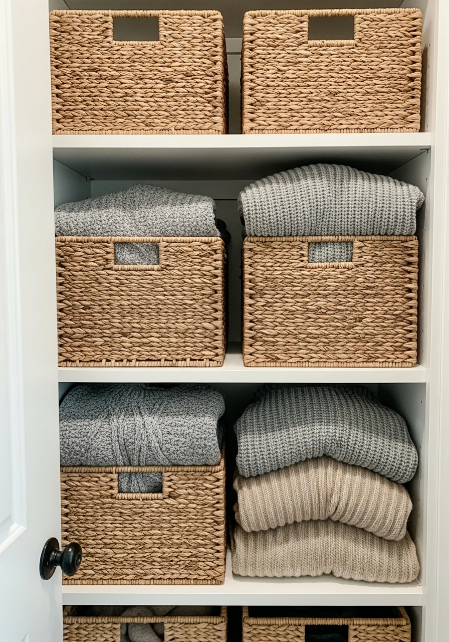 Baskets For Sweaters - 50 Closet Organization Ideas That Will Change Your Mornings