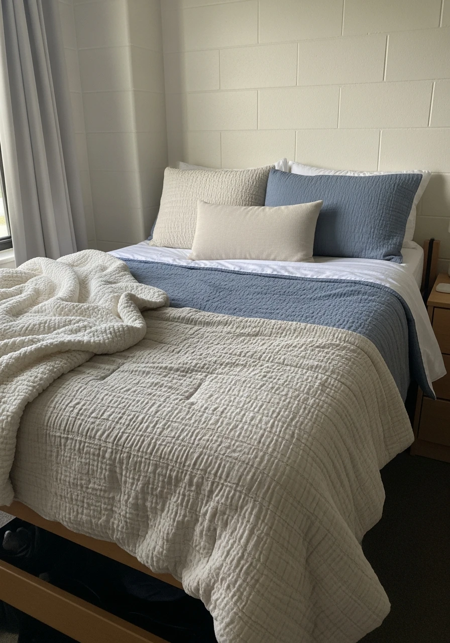 Twin XL Bedding Set - 50 Best College Dorm Room Ideas for Small Spaces