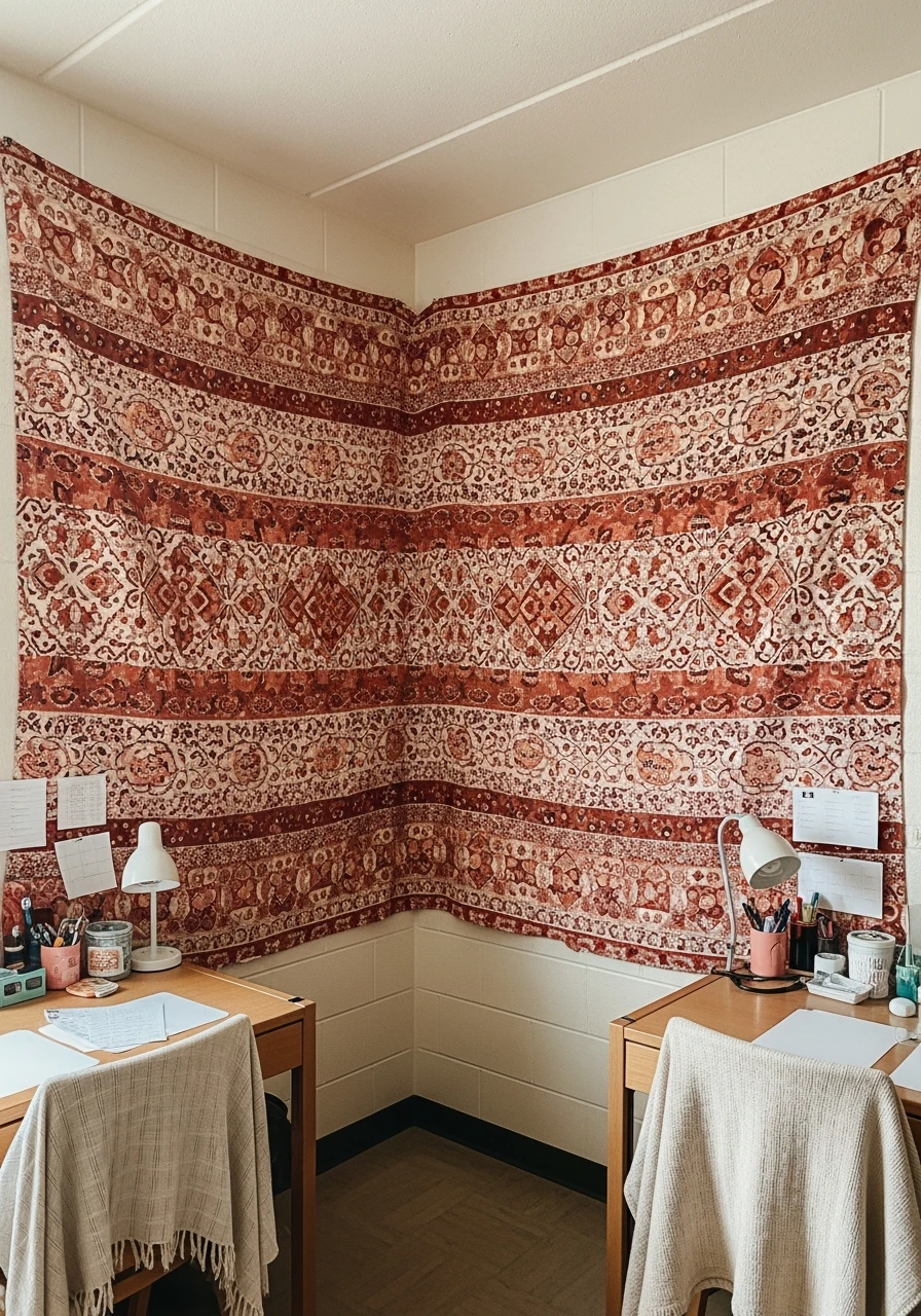 Large Fabric Wall Hanging - 50 Best College Dorm Room Ideas for Small Spaces