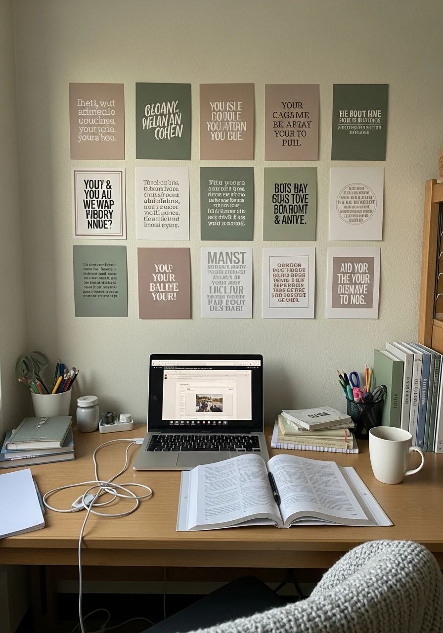 Positive Quote Wall Decor - 50 Best College Dorm Room Ideas for Small Spaces