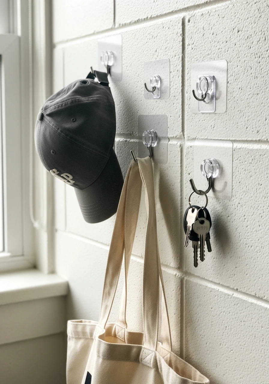 Damage-Free Hook Storage - 50 Best College Dorm Room Ideas for Small Spaces