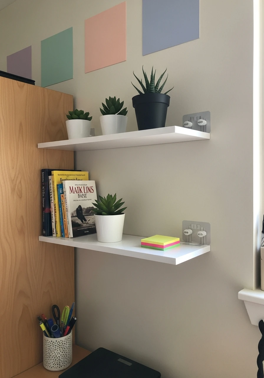 Lightweight Wall Shelves - 50 Best College Dorm Room Ideas for Small Spaces
