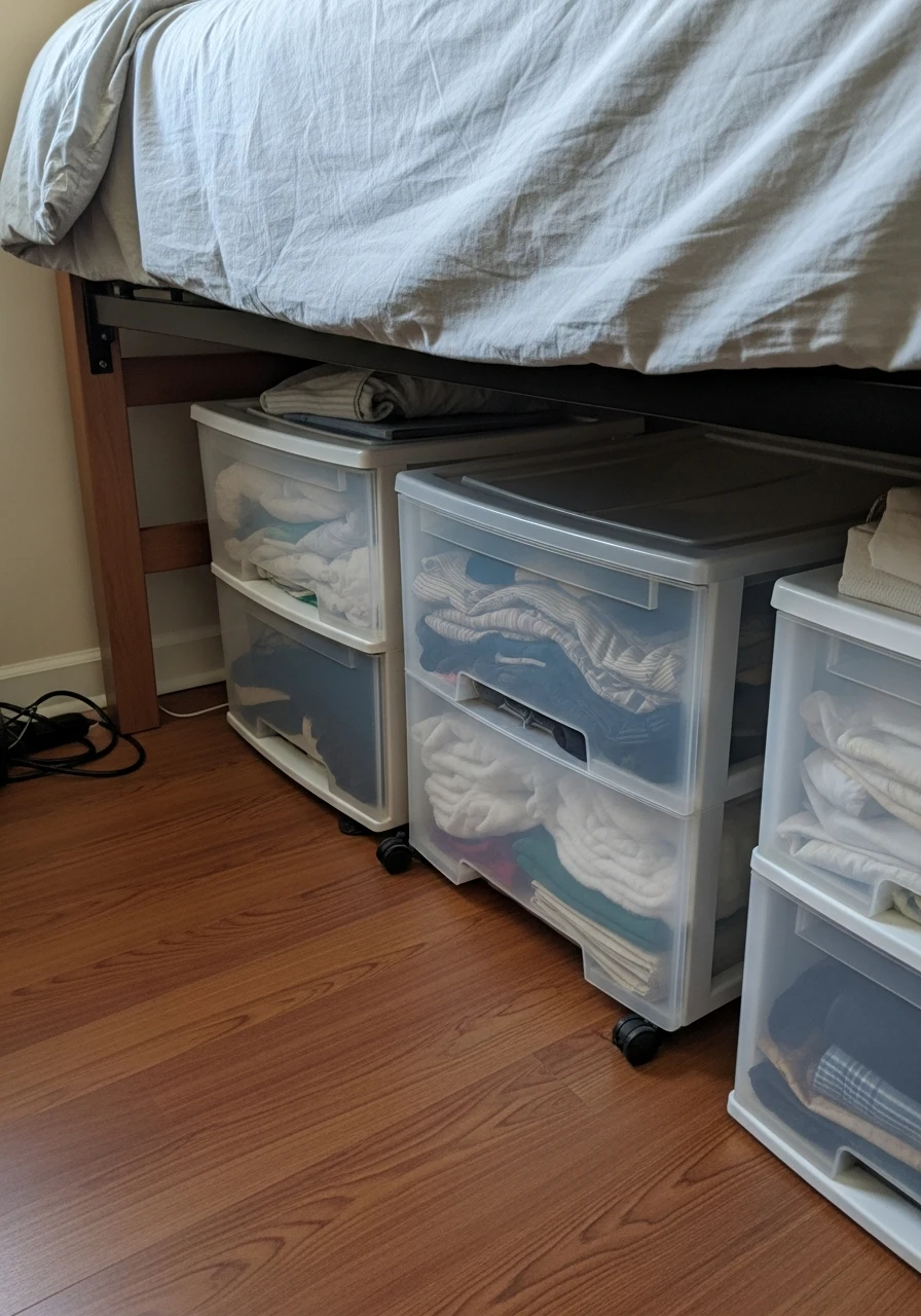 Hidden Under-Bed Bins - 50 Best College Dorm Room Ideas for Small Spaces