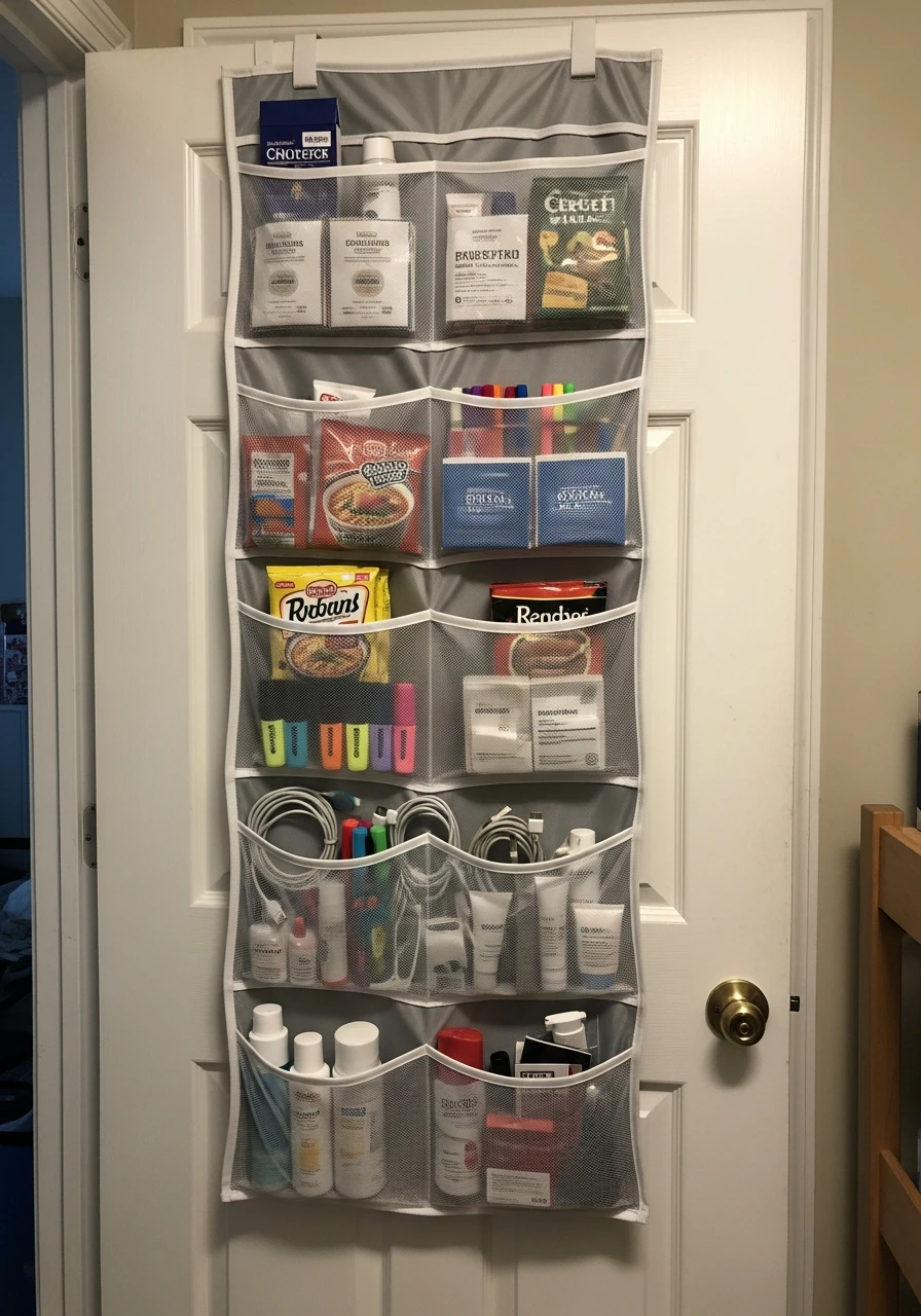 Door Hanging Organizers - 50 Best College Dorm Room Ideas for Small Spaces