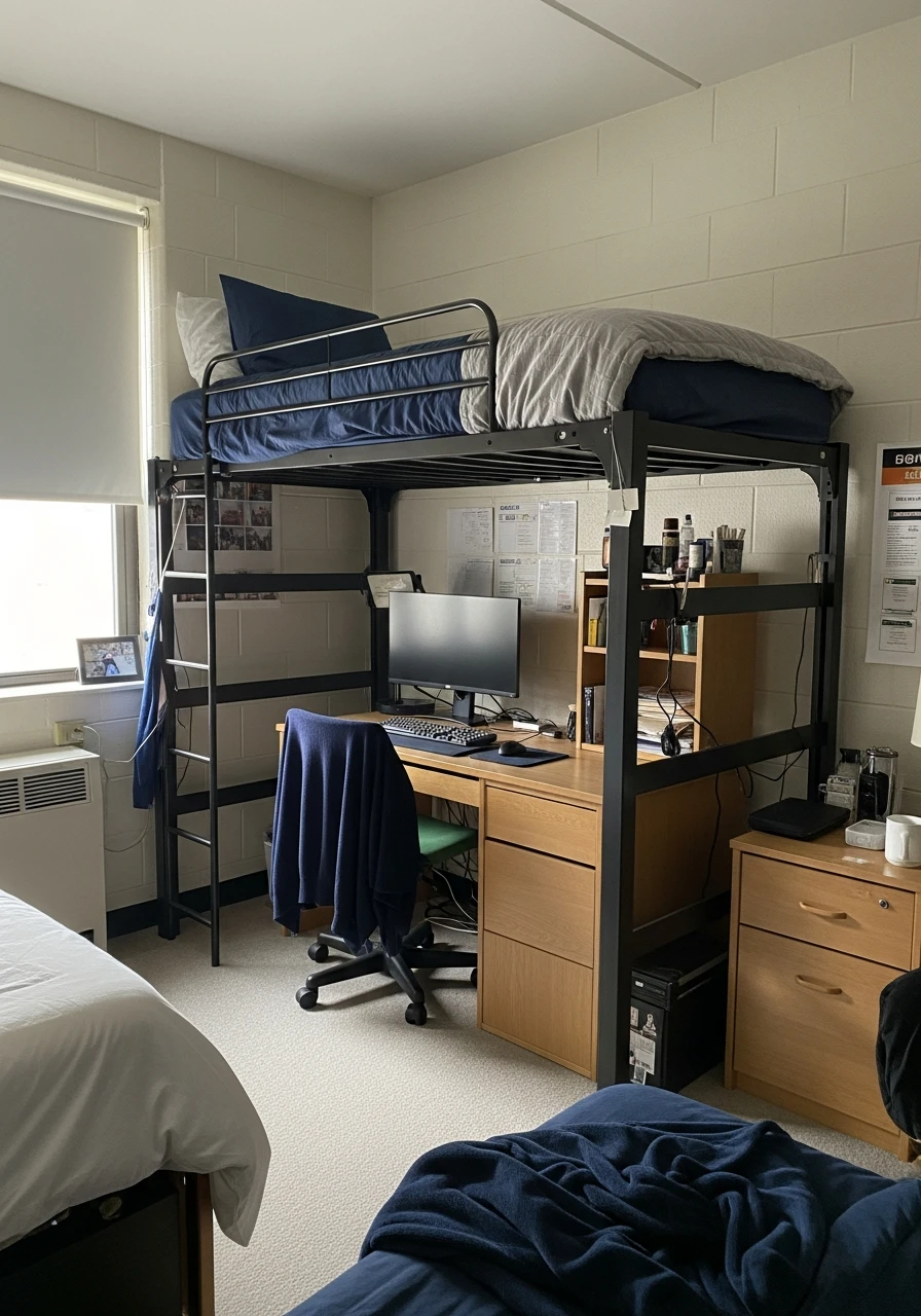 Raise the Bed Higher - 50 Best College Dorm Room Ideas for Small Spaces