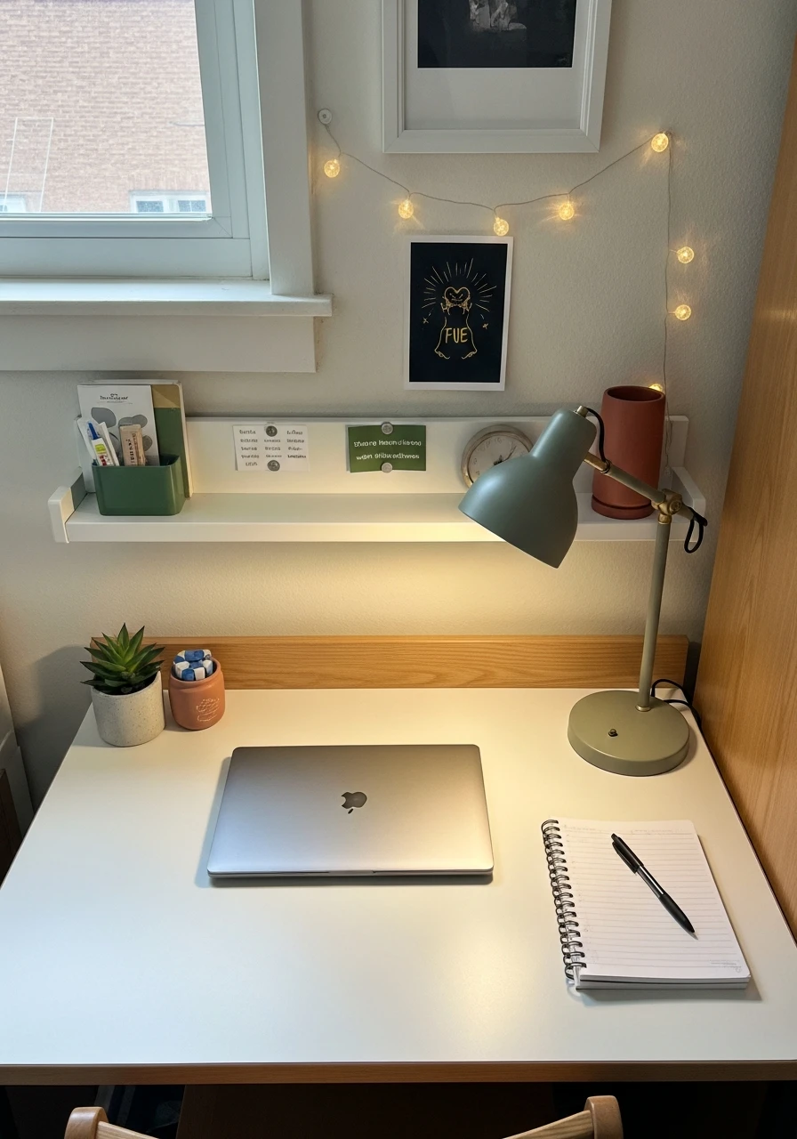 Organized Desk Area - 50 Best College Dorm Room Ideas for Small Spaces