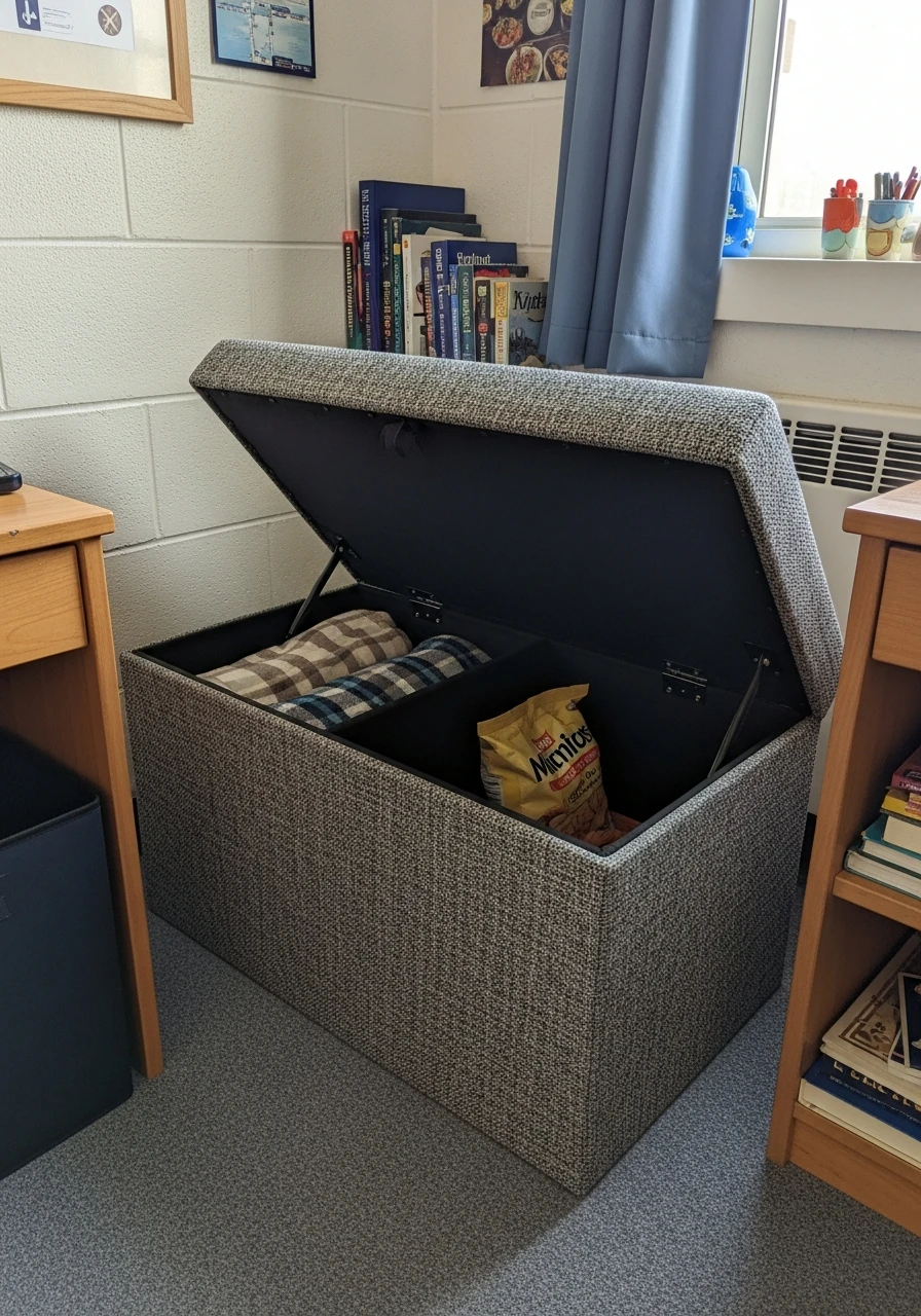 Dual-Purpose Ottoman - 50 Best College Dorm Room Ideas for Small Spaces
