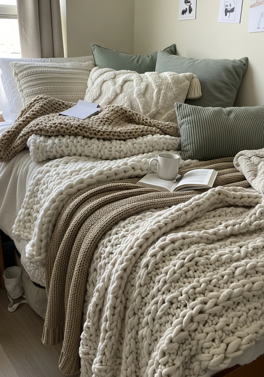 Cozy Throws and Pillows - 50 Best College Dorm Room Ideas for Small Spaces