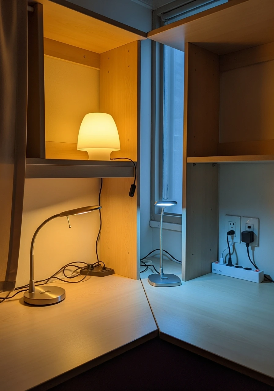 Multiple Lighting Sources - 50 Best College Dorm Room Ideas for Small Spaces
