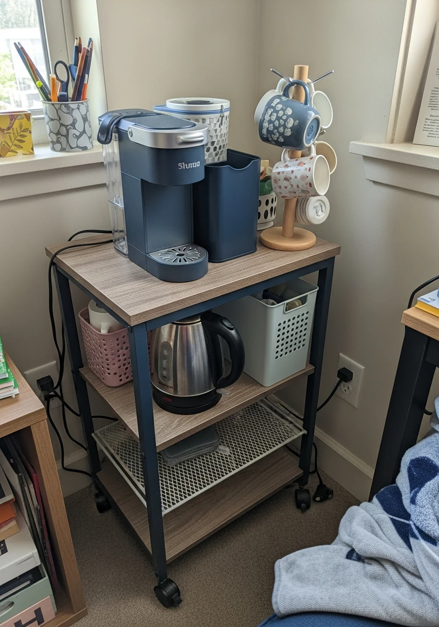 Compact Beverage Area - 50 Best College Dorm Room Ideas for Small Spaces