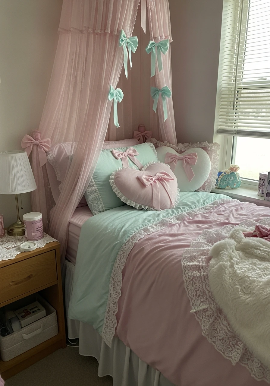 Soft Coquette Aesthetic - 50 Best College Dorm Room Ideas for Small Spaces