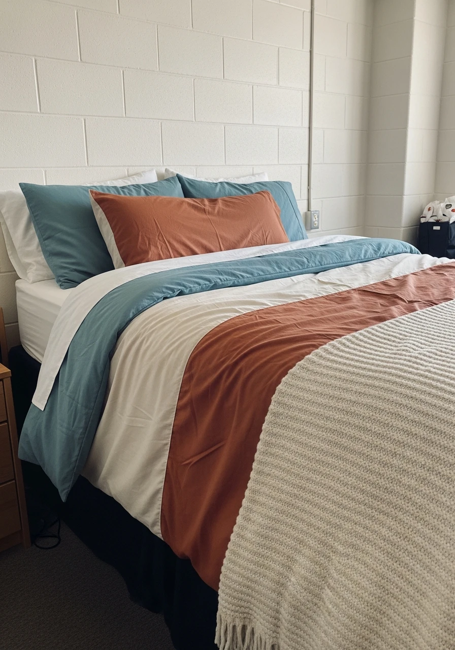 Modern Color-Block Look - 50 Best College Dorm Room Ideas for Small Spaces