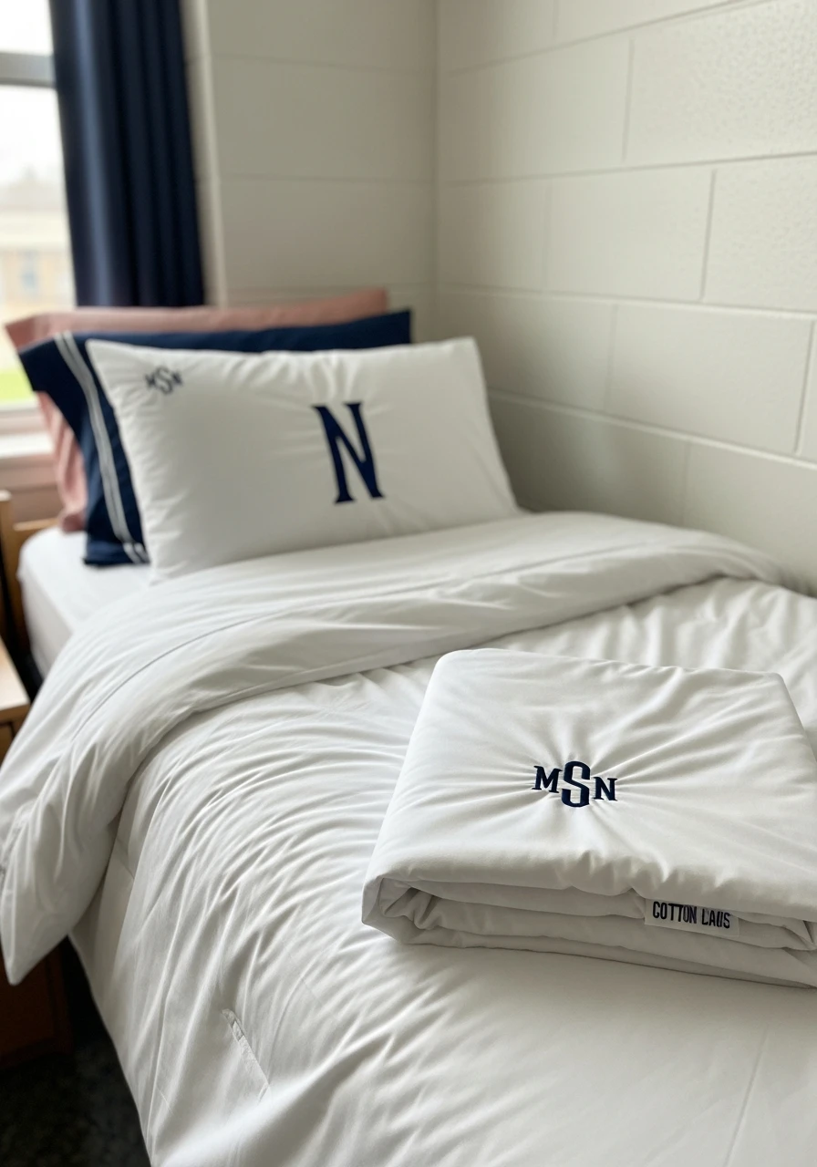Monogrammed Dorm Linens - 50 Best College Dorm Room Ideas for Small Spaces