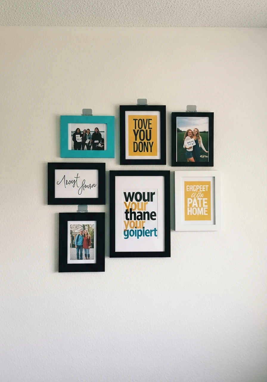 Lightweight Gallery Wall - 50 Best College Dorm Room Ideas for Small Spaces